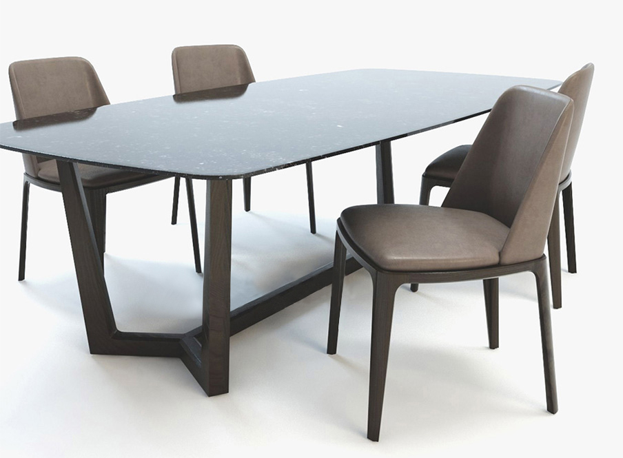 Bộ bàn ăn concorde hình oval với thiết kế vát cạnh mềm mại