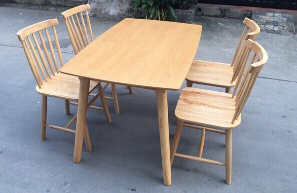 Bộ bàn ghế ăn Pinstol gỗ cao su