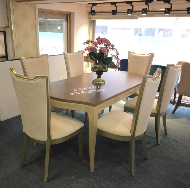 Bộ bàn ghế ăn Caracole cho không gian nội thất tân cổ điển thanh lịch 